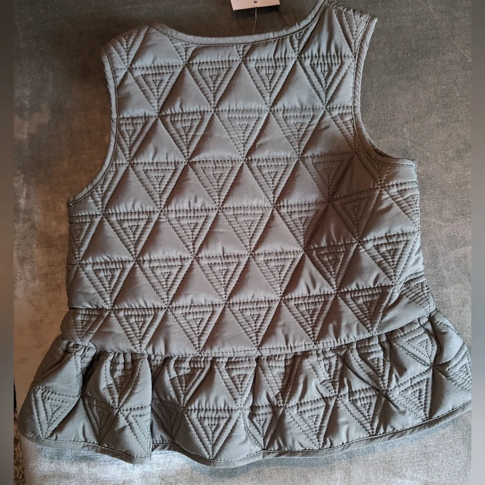 NWT Max Studio Kids Quilted Ruffled Girls Vest 18 months Loden Green